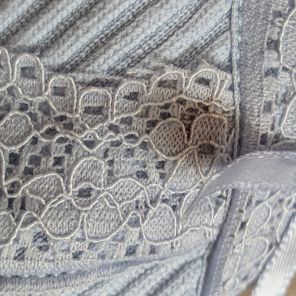 Divided H&M L Slip Dress Blue Ribbed Lace Night Out Date Layer Feminine Sexy